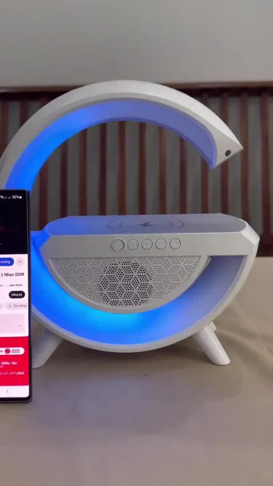 G Shaped Rgb Light Table Lamp With Wireless Charger.